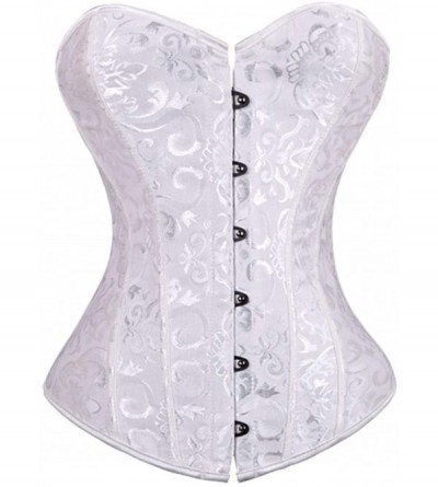 Bustiers & Corsets Women Embroidery Bustiers Sexy Boned Waist Trainer Brocade Corsets Lace Up Corselet Gothic Plus Size - Bla...