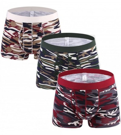 Boxer Briefs Mens 3-4 Packs Short Boxer Briefs Soft Comfortable Cotton Stretch Trunk Underwear - Beige/Green/Red Camo - CA185...