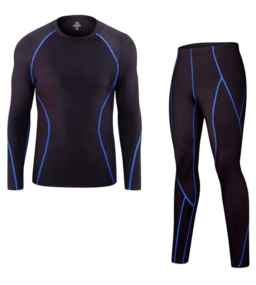 Thermal Underwear Mens Thermal Underwear Suit Winter Warm Stretchy Base Layer Compression Long Johns Set - CV192KSO88M $31.66