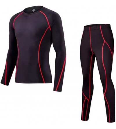 Thermal Underwear Mens Thermal Underwear Suit Winter Warm Stretchy Base Layer Compression Long Johns Set - CV192KSO88M $31.66