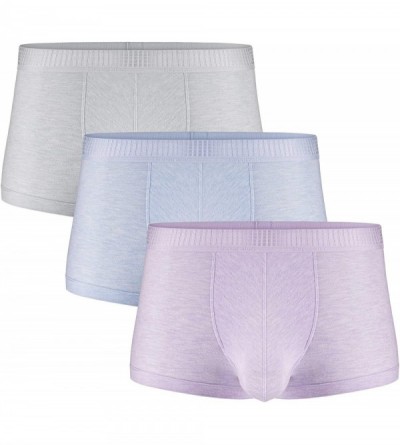 Trunks Men's Underwear Soft Micro Modal Comfort Fit Separate Pouch Trunks 3 Pack - Light Blue/Light Gray/Light Purple - CH18S...