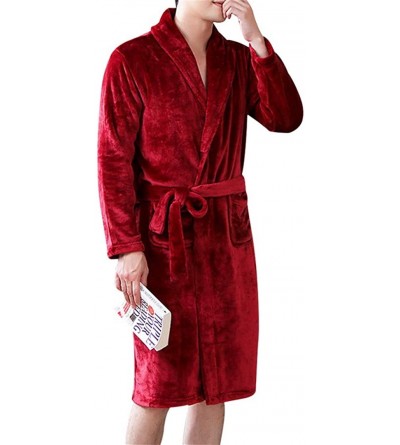 Robes Lovers Thick Warm Winter Bathrobe Men Soft Silk Long Kimono Bath Robe Male Gown Flannel Robes Sleepwear - F - CI194GTH3...