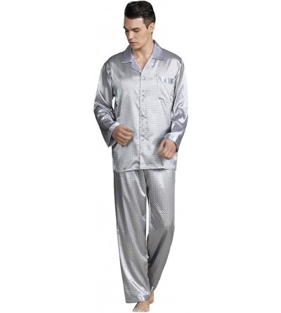 Sleep Sets Men's Home Service Pajamas Suit Long-Sleeved Printed Foreign Trade Sets - Gray - C1194CUO6Y9 $49.73