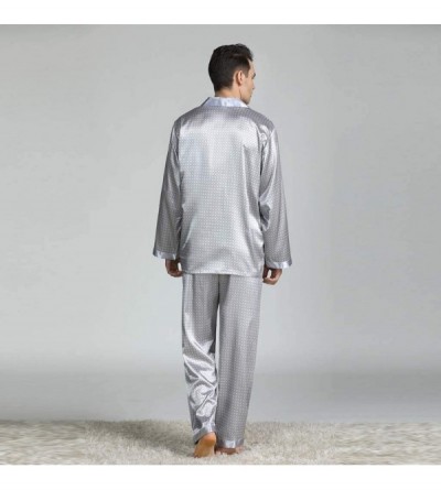 Sleep Sets Men's Home Service Pajamas Suit Long-Sleeved Printed Foreign Trade Sets - Gray - C1194CUO6Y9 $24.31