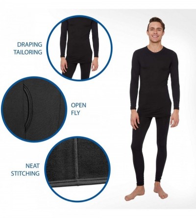 Thermal Underwear Thermal Underwear for Men Fleece Lined Thermals Men's Base Layer Long John Set - Seafoam Striped - Midweigh...