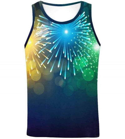 Undershirts Men's Muscle Gym Workout Training Sleeveless Tank Top Abstract Colorful Green - Multi2 - CS19D0IWY3X $32.51