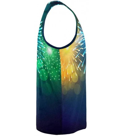 Undershirts Men's Muscle Gym Workout Training Sleeveless Tank Top Abstract Colorful Green - Multi2 - CS19D0IWY3X $32.51
