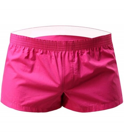 Boxers Men's Trunk Woven Boxers 100% Cotton Leisure Boxer Shorts for Men with Button Fly Underwear - Rosered - C2192R742DE $1...