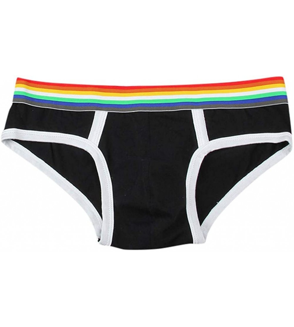 Briefs Briefs for Mens Fashion Colourful 95% Cotton Underpants Classic Hot Underwear - Black - CL18XLYCNOH $10.49