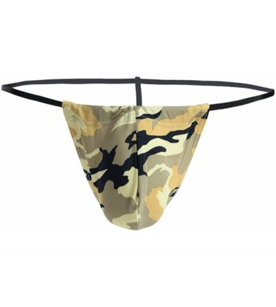 G-Strings & Thongs Men's Camouflage G-String Thong Mini Bikini Underwear Briefs Low Rise Bulge Pouch Underpants - Yellow - CM...