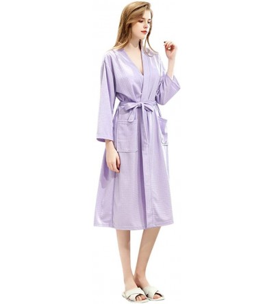 Robes Womens/Mens Solid Bandage Robe Bathrobe Gown Pajamas Long Sleepwear Pocket Waistband - Women_purple - CO1955RHS7A $17.17