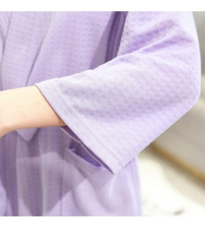 Robes Womens/Mens Solid Bandage Robe Bathrobe Gown Pajamas Long Sleepwear Pocket Waistband - Women_purple - CO1955RHS7A $17.17