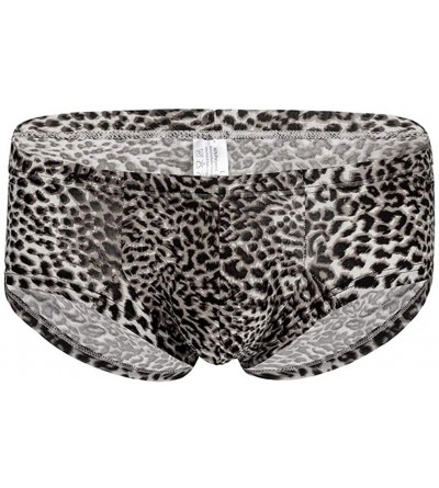 Bikinis Men's Boxer Briefs Low Rise Sexy Leopard Print Underpants - Black 1 - CC18Y4DL3KQ $11.73