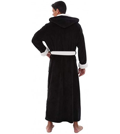 Robes Men's Bathrobe Big and Tall Robe Plus Size Winter Lengthen Warm Plush Shawl Home Loungewear Long Sleeve Sleepwear - B-b...