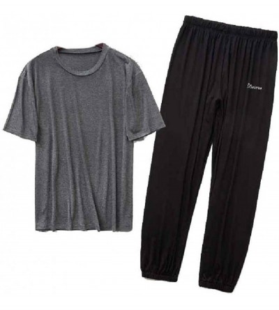 Sleep Sets Men Lounger Thin Summer 2 Piece Set Long Pants Modal Loungewear Set AS2 L - C1199ODYS3H $25.10