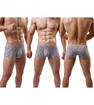 Briefs Men's Underwear Boxer Briefs Breathable Bulge Pouch Underpants Low Rise Elastic - A1black-gray-blue-light Blue - CL18R...