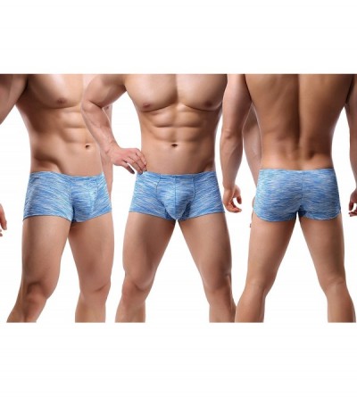 Briefs Men's Underwear Boxer Briefs Breathable Bulge Pouch Underpants Low Rise Elastic - A1black-gray-blue-light Blue - CL18R...