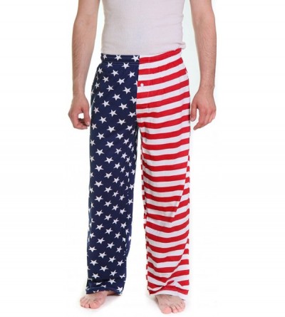 Sleep Bottoms Men's America Flag Pajama Pants - Red/White/Blue - CN11M7R7AA7 $29.29