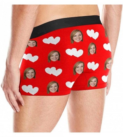 Boxer Briefs Custom Men Boxers Funny Face Novelty Underwear Print Briefs Photo for Men Valentine's Day Love Hearts Black - Mu...
