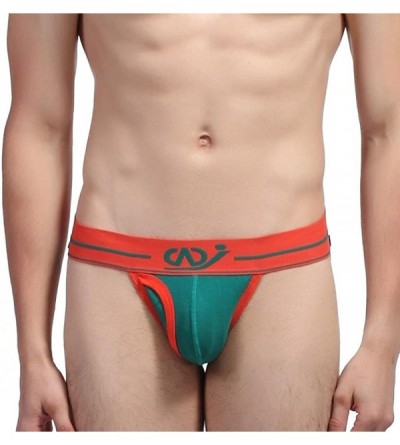 Briefs Men's Soft Zipper Print Briefs Underpants Knickers Shorts Sexy Underwear - B Green - CV18GHGY4WG $19.47