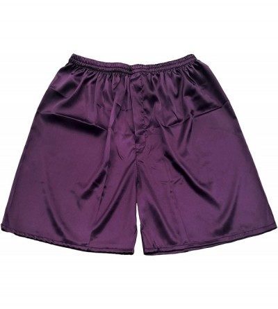 Boxers Men's Satin Boxers Shorts Combo Pack Underwear - Black + Purple (2-pack) - CE18T5K4C9G $21.28
