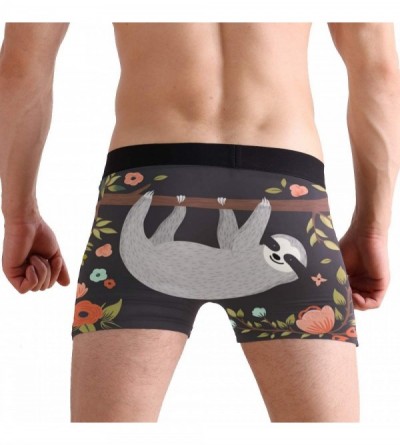 Boxer Briefs Men's Stylish Pattern Waistband Boxer Brief Stretch Swimming Trunk - Sloth - CY194COL3KL $21.01