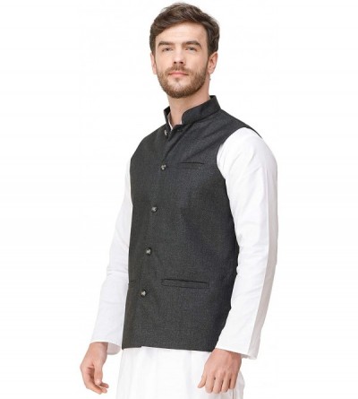 Sleep Sets Waistcoat with Woven Diagonal Stripes and Front Pockets - Charcoal Gray - C11973CGDIQ $31.04