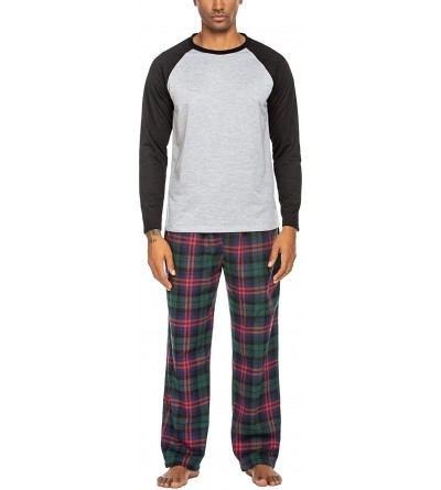 Sleep Sets Pajamas Set for Men Long Sleeve Sleepwear Sets with Pocket Nightwear - Black - CU18TKRZM6N $55.92