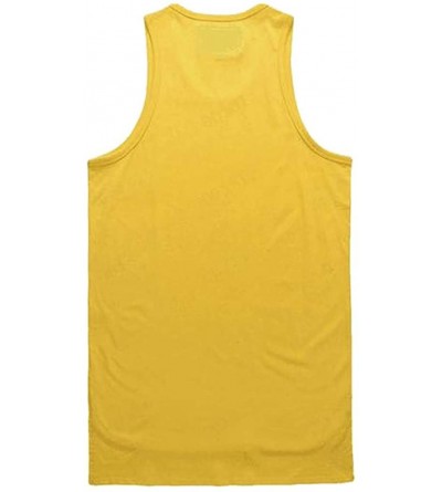 Sleep Tops Men's Gym Irregular Hem Stringer Tank Top Workout Shirt Fitness Sleeveless Vest Casual Fitness Sports - Yellow - C...