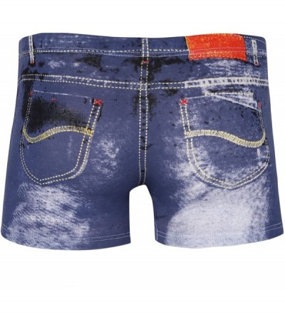 Boxers Men Fake Jeans Print Boxer Shorts Denim Breathable Flat Foot Boxer Briefs Underpants - Denim Blue - CG18808DYKX $18.81