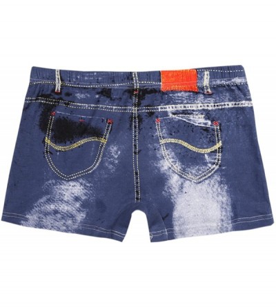 Boxers Men Fake Jeans Print Boxer Shorts Denim Breathable Flat Foot Boxer Briefs Underpants - Denim Blue - CG18808DYKX $18.81