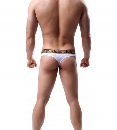 Briefs Men's Sexy T-Back Underwear Briefs Mesh Briefs - Wh+pi+bu - CZ18AE5ST3Z $14.83