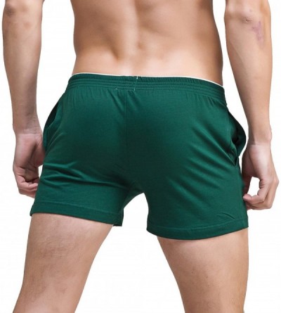 Sleep Bottoms Men's Solid Cotton Sleep Bottoms Fashion Simple Active Shorts - Green - C8124OSF019 $15.38