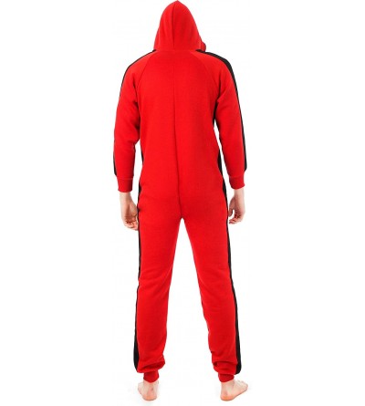 Sleep Sets Mens Onesie Adult Hooded Jumpsuit Unisex One Piece Non Footed Pajamas - A3-red/ Black - C1192W06Z37 $56.57