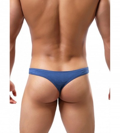 Briefs Cotton G-String Sexy Men Modal Briefs Sexy Thongs Underwear - Blue - CL18C637AL0 $12.25