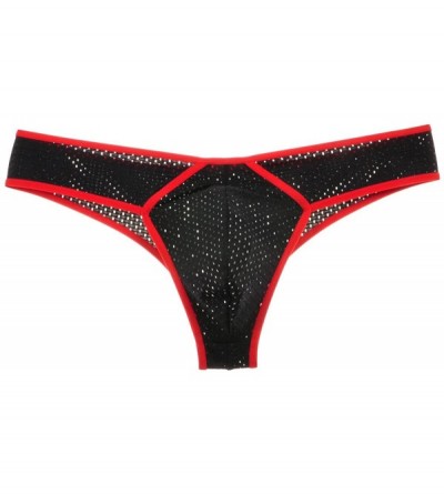 Bikinis Men's Splice Briefs Holes Bound Bikini Gay Underwear Mini Boxer Brief Pants - Black - C411YT9UI3J $18.59