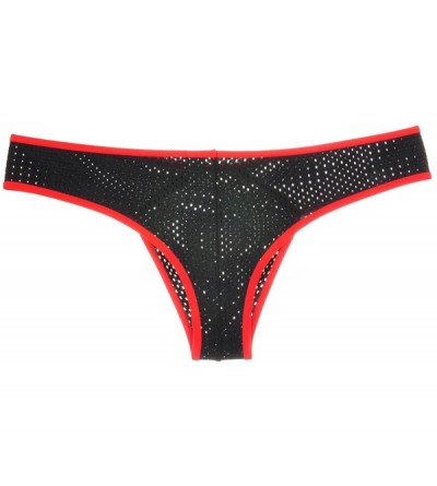 Bikinis Men's Splice Briefs Holes Bound Bikini Gay Underwear Mini Boxer Brief Pants - Black - C411YT9UI3J $11.90