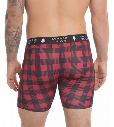 Boxer Briefs Men's Underwear Tagless Soft Stretch Spandex Graphic Boxer Briefs - Red Vintage Buffalo Plaid - CN18Y5KRN7Z $34.36