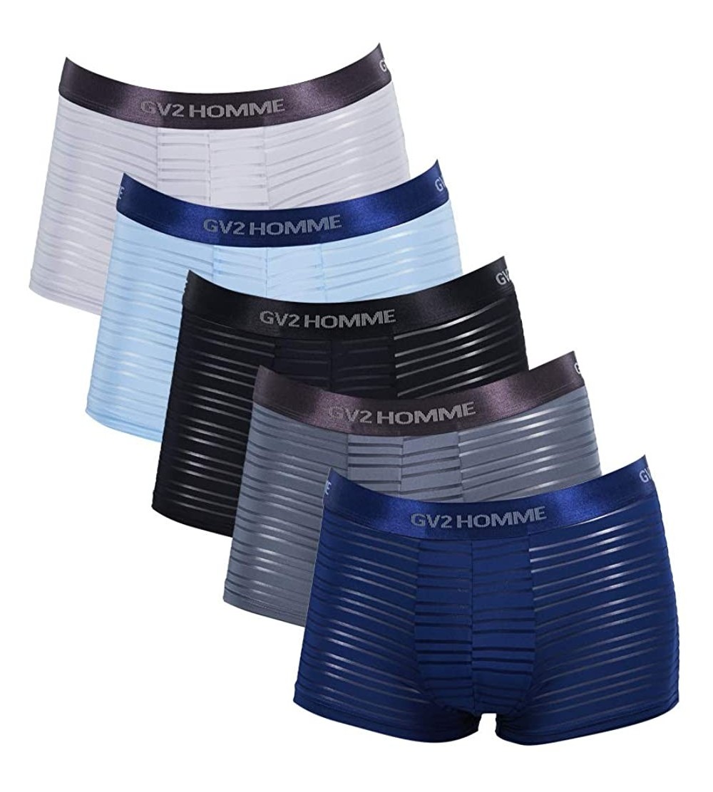 Boxer Briefs Men's Mesh Flex-Fit See-Through Line Stretch Boxer Briefs Underwear - 5 Pack - E Line_gv2 Band No Fly Short Leg ...