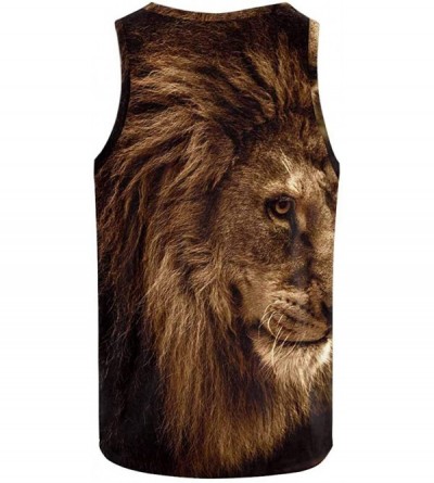Undershirts Men's Muscle Gym Workout Training Sleeveless Tank Top Lion Against Stormy Sky - Multi1 - CH19D0KOAD4 $33.48