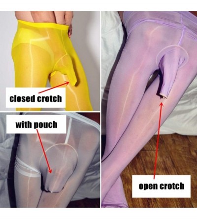 Trunks Men's Sexy Shiny Glossy Pantyhose Bodystocking Tights Sheer Nylon Sheath Underwear - Gray(open Sheath) - C118ZC7U2DT $...