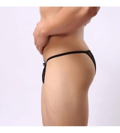 G-Strings & Thongs Men's Sexy Pouch Thongs Erotic Lace Briefs Hollow Out Underpants Gay Club Bar - C318XI3I480 $9.91