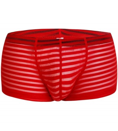 Shapewear Men's See Through Fishnet Bikini Briefs Elastic Low Rise Panties Underwear - Red - CO19DI3Y78O $18.38