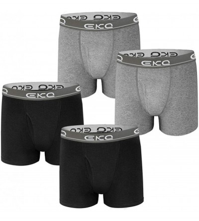 Boxer Briefs Mens Boxer Briefs Underwear 4 Pack Soft Cotton Trunks Comfortable Stretch Men's Tagless Underwear with Fly - Bla...