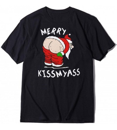Shapewear Men's Funny Christmas T-Shirt Hilarious Xmas Shirts Ugly Round Neck Short Sleeve Graphic Tee Tops - Black - CU192N4...