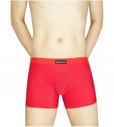 Boxer Briefs Men's Pouch Without Crotch Stitching Boxers Briefs/Trunks Underwear - Red - CD12MYDHYCD $11.29