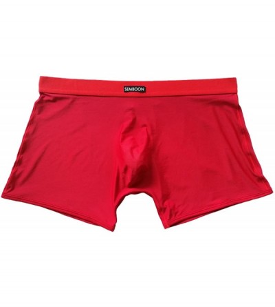 Boxer Briefs Men's Pouch Without Crotch Stitching Boxers Briefs/Trunks Underwear - Red - CD12MYDHYCD $11.29