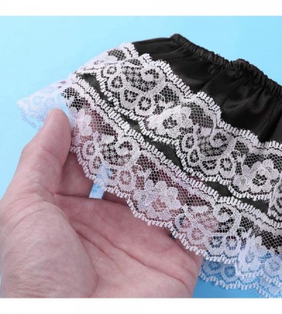 G-Strings & Thongs Mens Sissy Satin Floral Lace Skirted Panties Maid Crossdress Underwear Thongs - Black - CW19C74NGNU $22.51