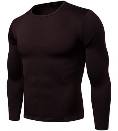 Thermal Underwear Mens Autumn Winter Compression Tops Long Pants Set - Brown - CR192K42DEX $47.46