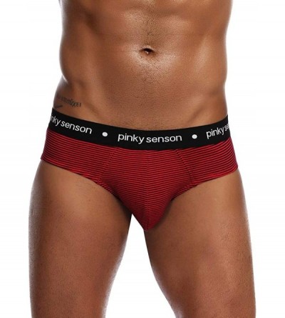 Briefs Men's Underwear- Men Transparent Underwear Shorts Briefs Underpants - Red-b - CA192UE9I43 $13.74